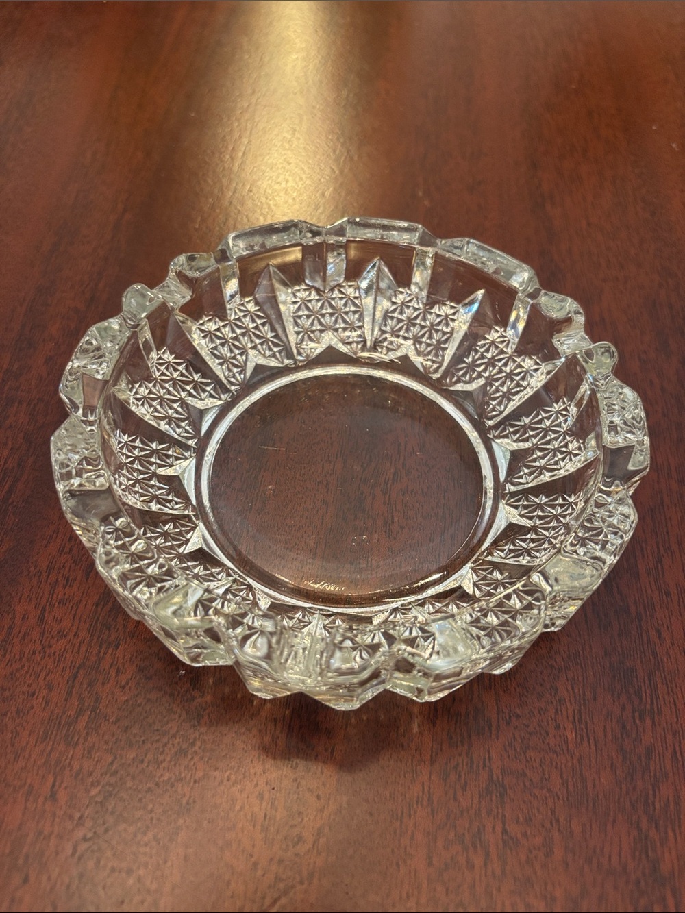 Vintage FNG Indonesia Crystal Clear Glass Ashtray